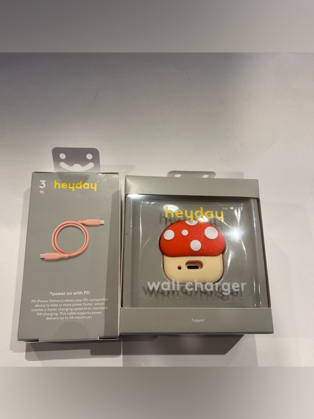 heyday Fast Charging USB-C Cable and Accessory Box in Pink and Gray new